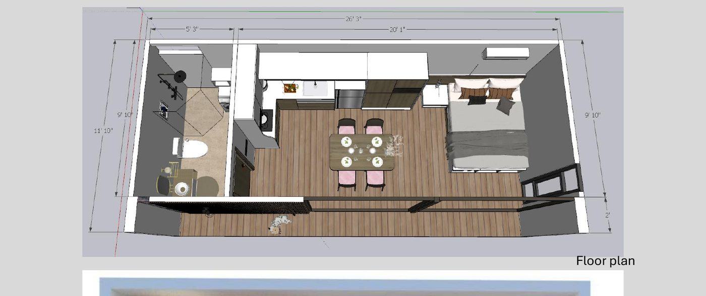 Box House two-bedroom floor plan