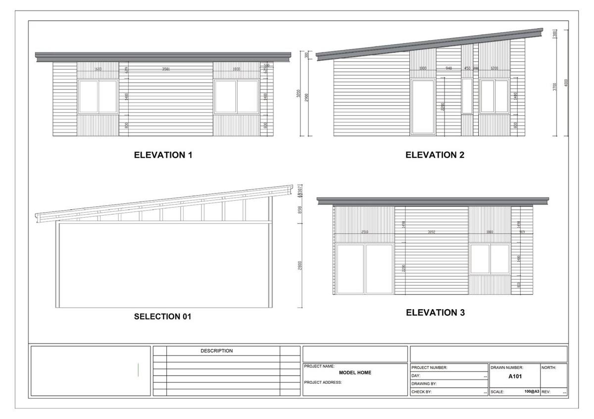 Sky Home elevations and building sections