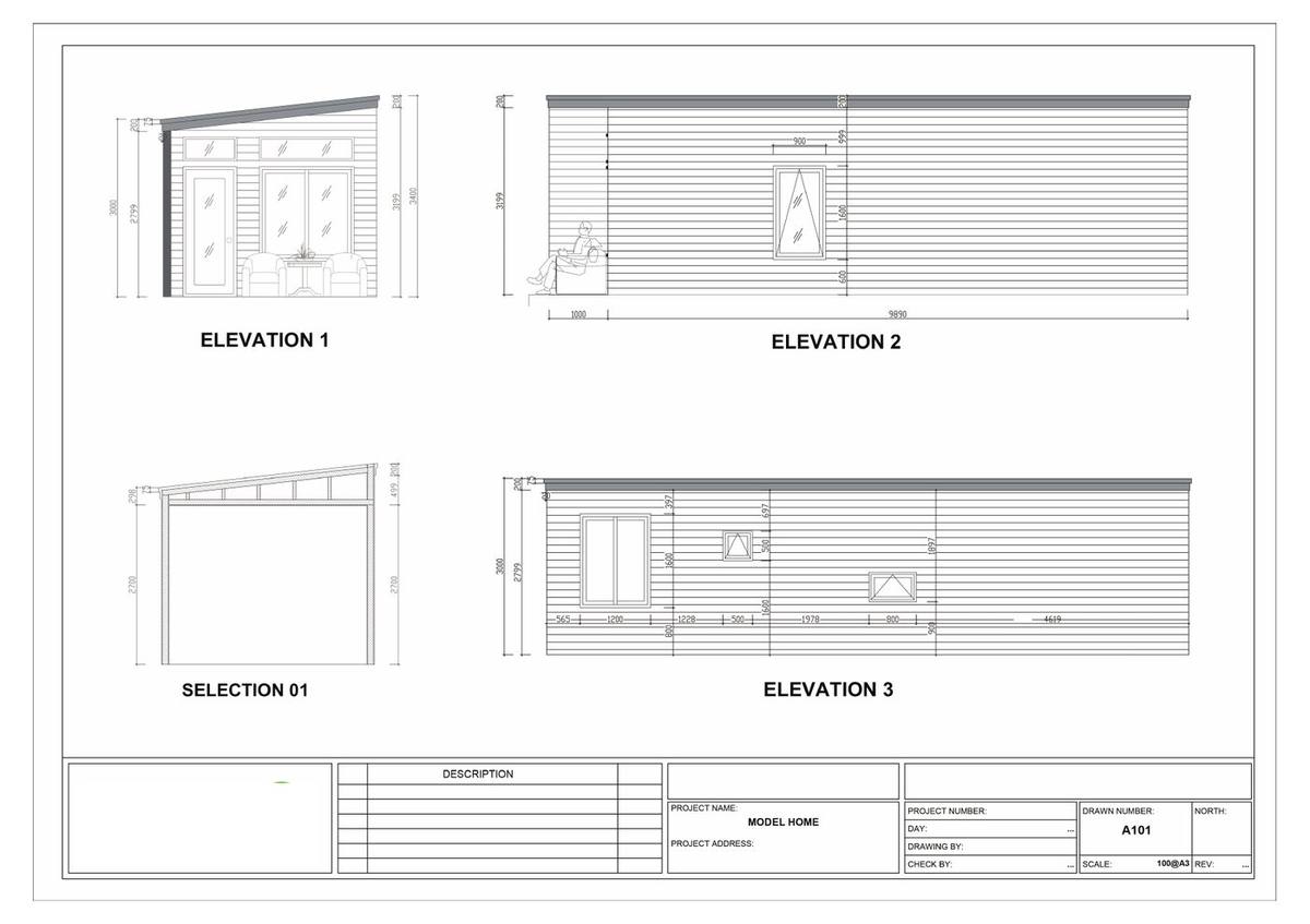 Display Home 3108 elevations and building sections