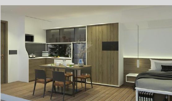 Open dining and living area interior